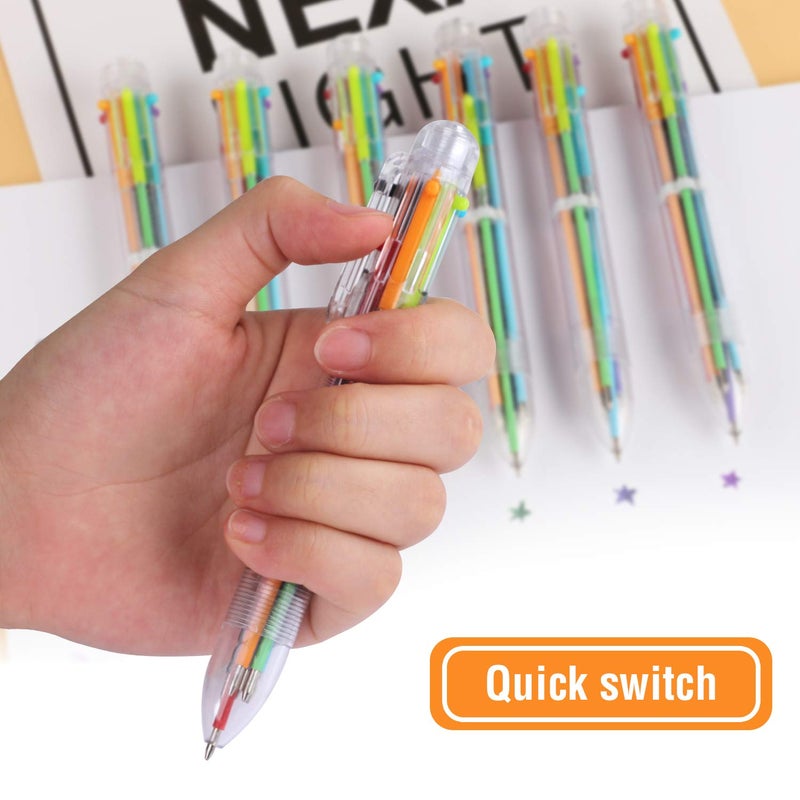 smttw 8 Pack 0.5mm 6-in-1 Multicolor Ballpoint Pen - Best for Smooth Writing-Retractable Ballpoint Pens for Office School Supplies Students Children Unique Gifts - Image 4